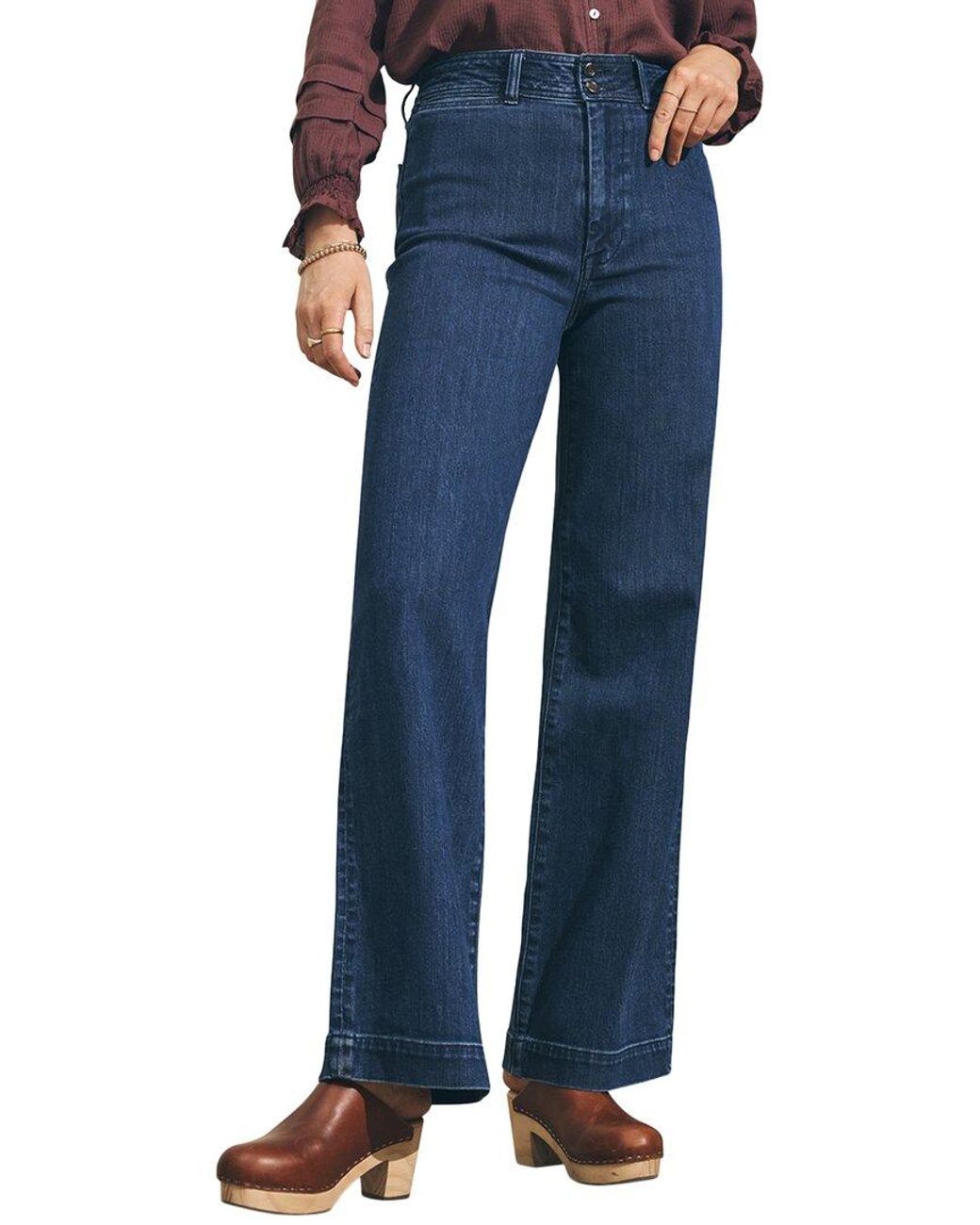 Faherty Brand Blue Denim Wide Leg Pant