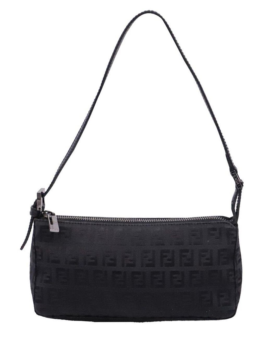 Fendi Black Zucchino Mini Pochette Shoulder Bag (Authentic Pre-Loved)