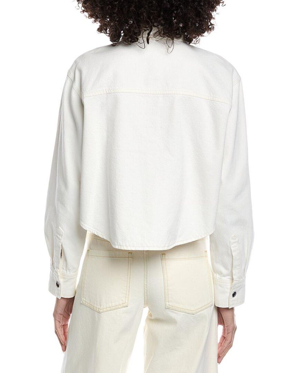FRAME White Frame The Crochet Cropped Denim Shirt
