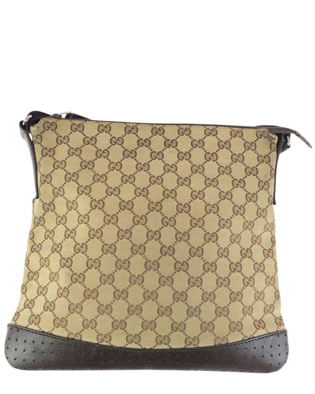 Gucci Natural Brown GG Canvas & Leather Messenger Bag (authentic Pre-loved)
