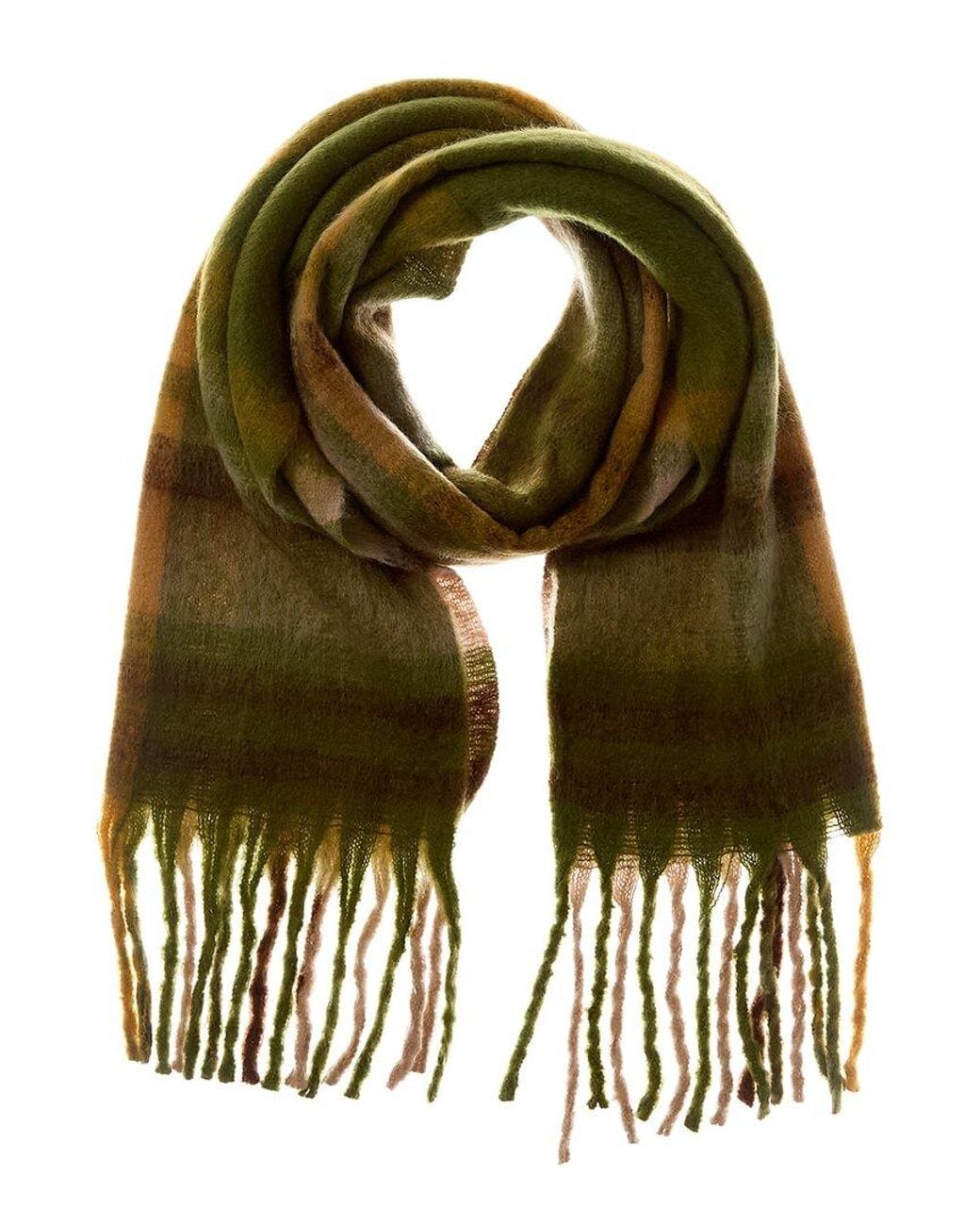 La Fiorentina Green Plush Fringe Scarf