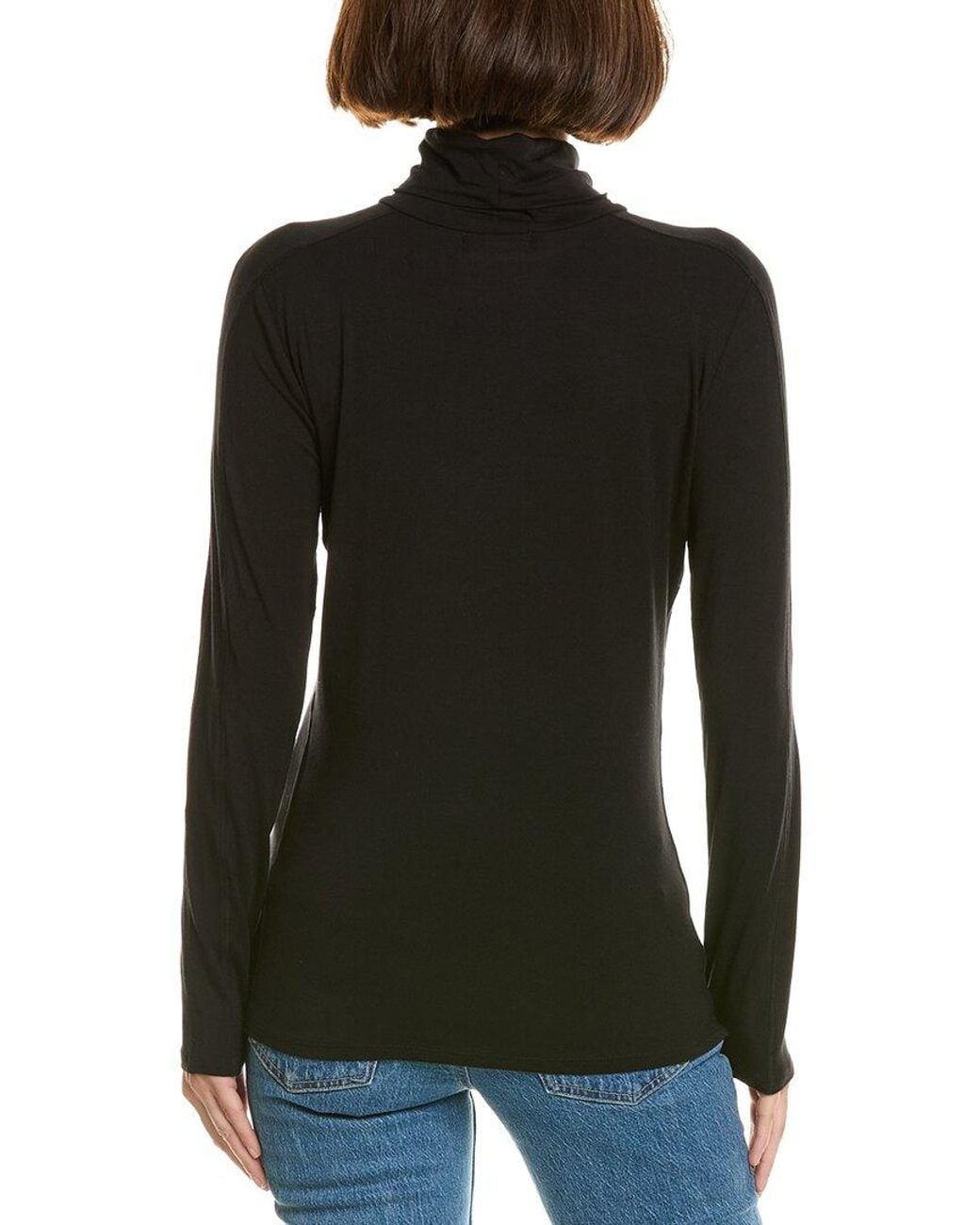 InCashmere Black Fine Knit Turtleneck Top