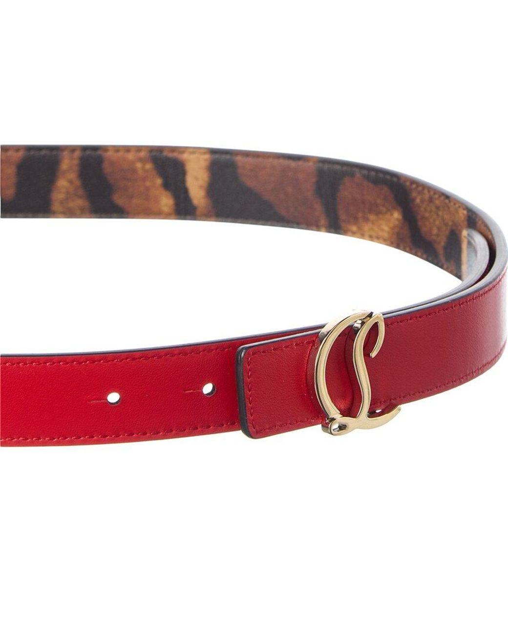 Christian Louboutin Red Loubi54 Reversible Leather Belt