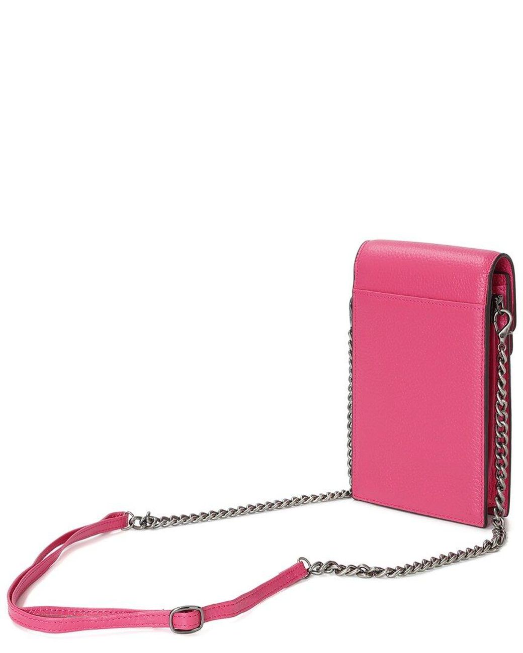 Tiffany & Fred Paris Pink Dragon Crystal Leather Phone Bag