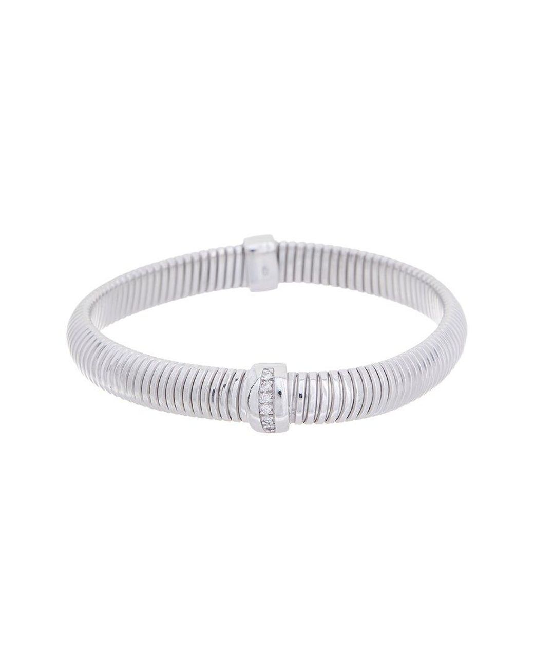 Meshmerise White 18K Plated 0.10 Ct. Tw. Diamond Mesh Bangle