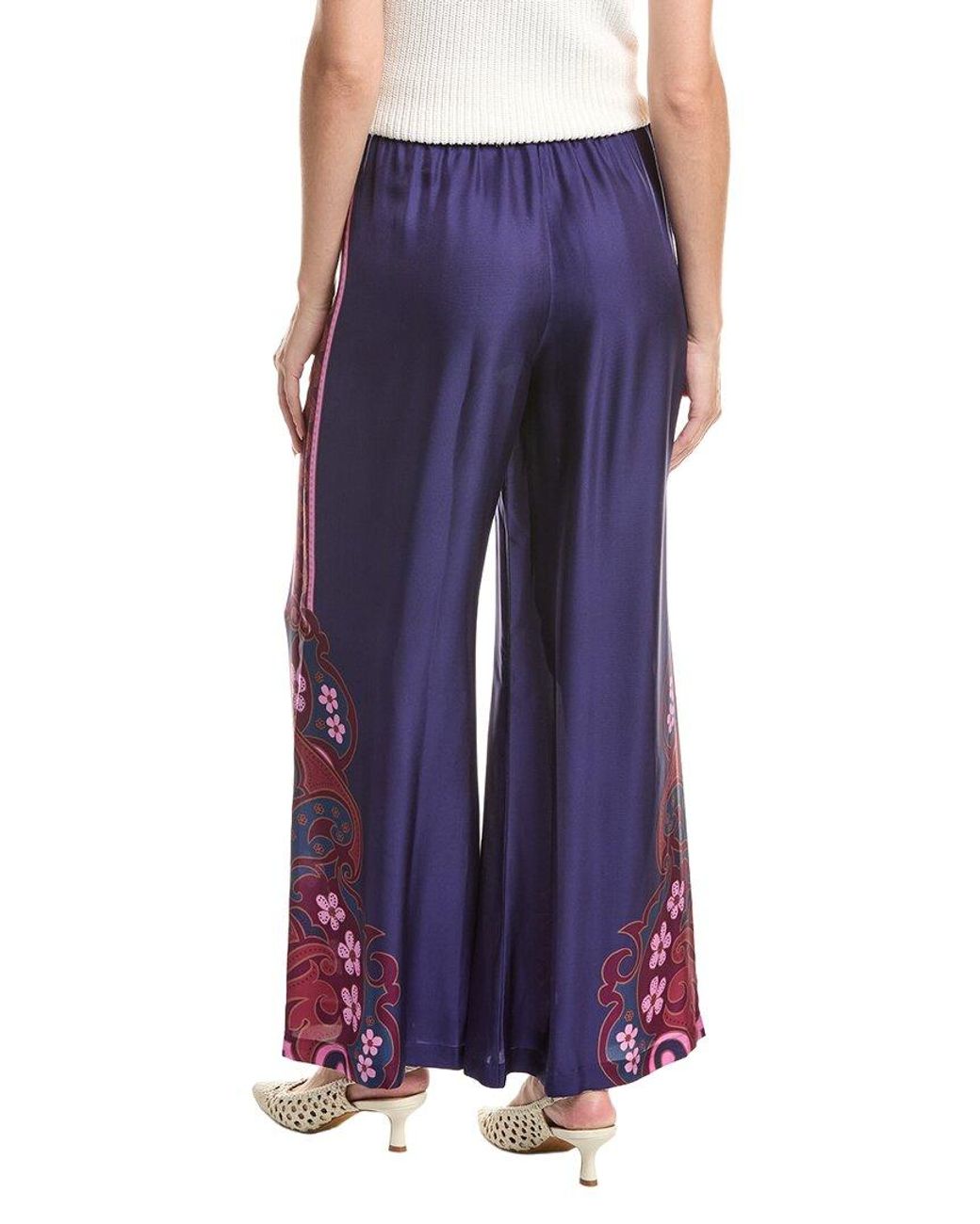 Johnny Was Purple Frankie Easy Silk-Blend Pant