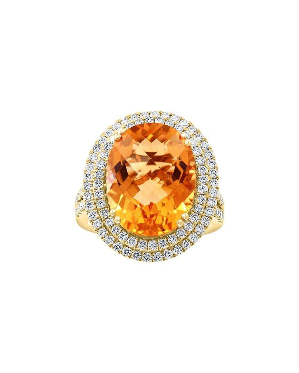 Effy Fine Jewelry White 14K 10.30 Ct. Tw. Diamond & Citrine Ring