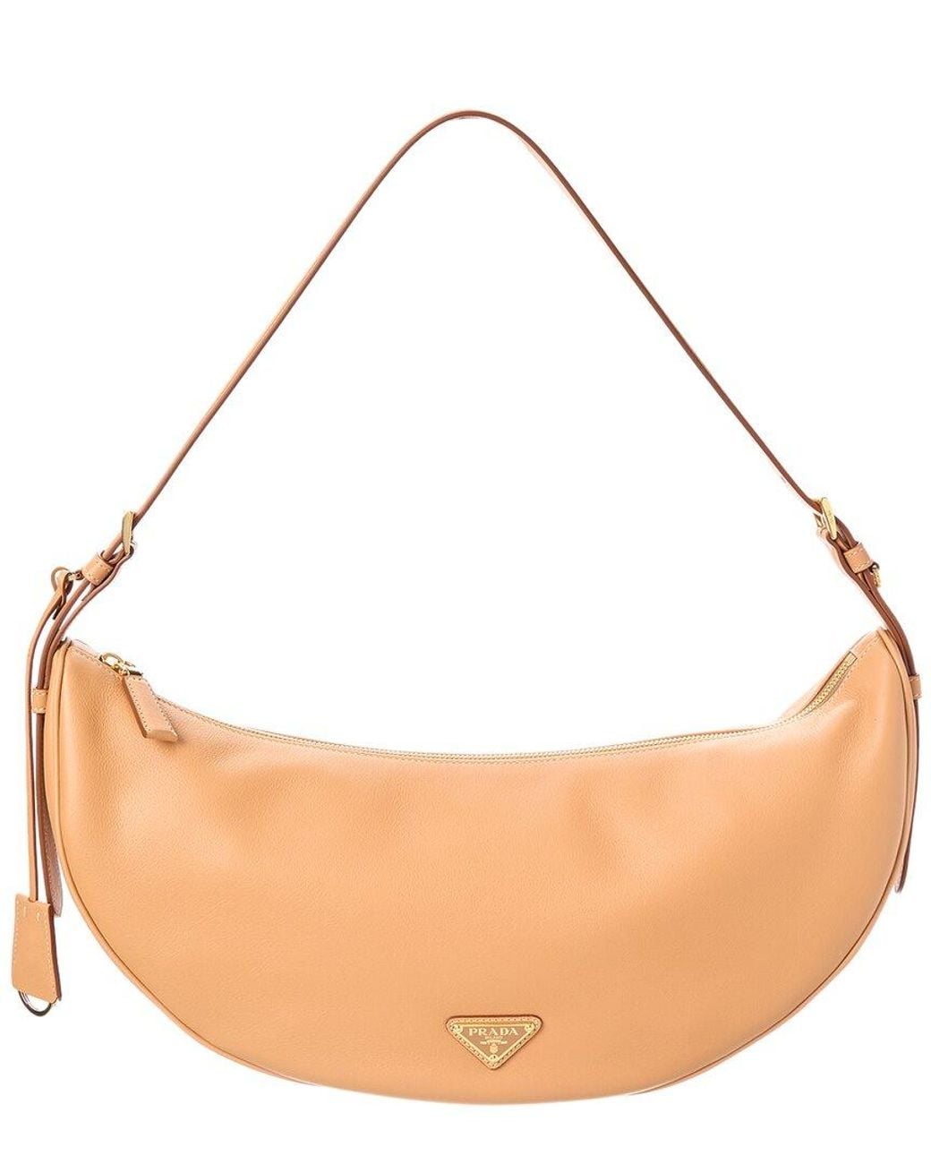 Prada Natural Demi-Lune Large Leather Hobo Bag