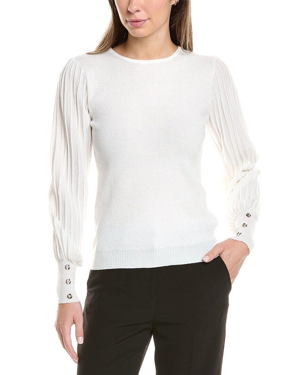 Nanette Lepore White Balloon Sleeve Sweater