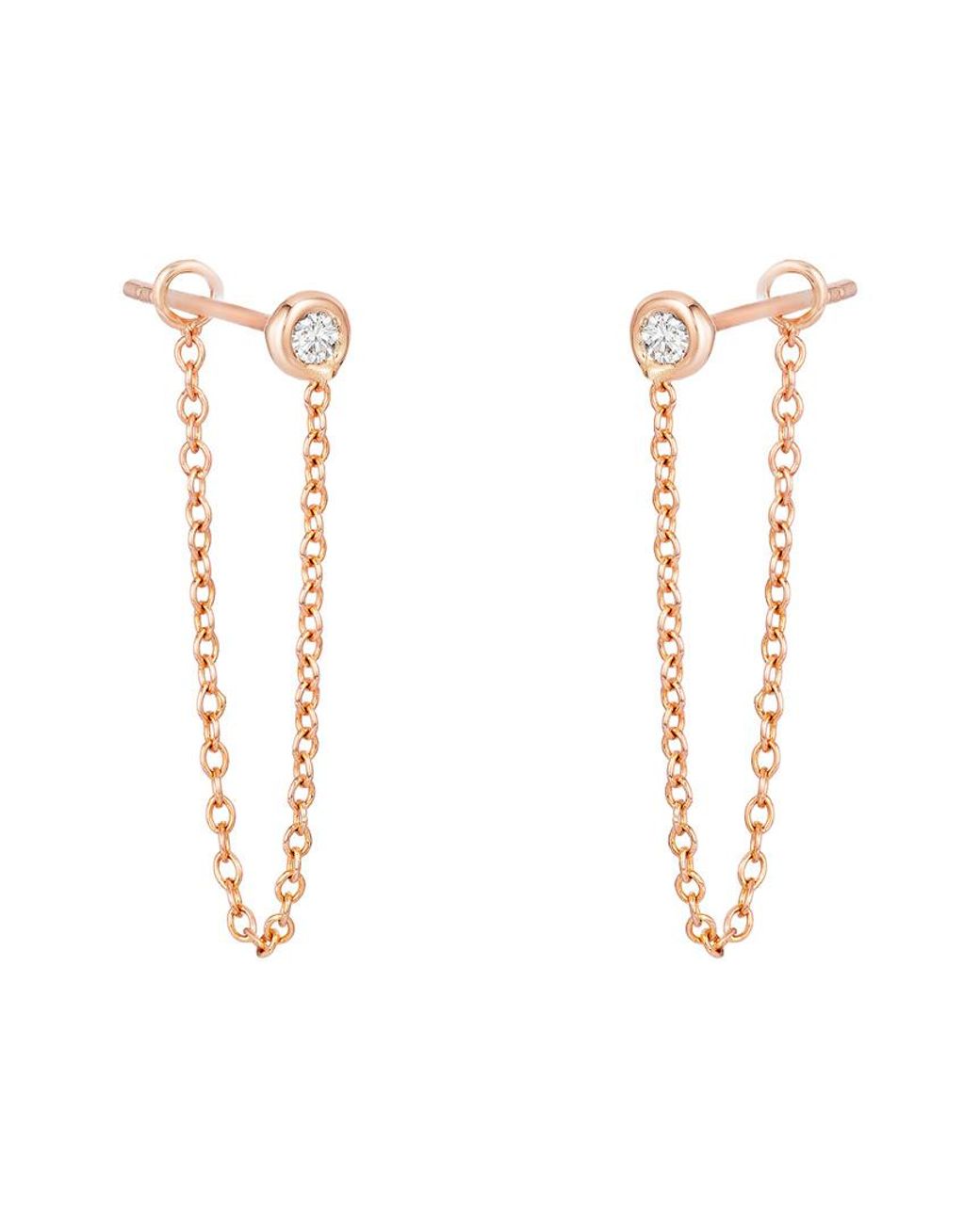 Ariana Rabbani 14k Rose Gold 0.10 Ct. Tw. Diamond Chain Drop Earrings ...