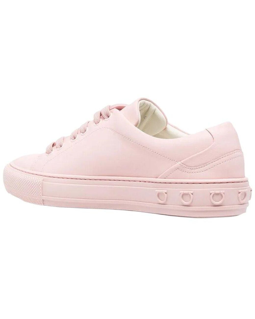 Ferragamo Pink Gancini Leather Sneaker