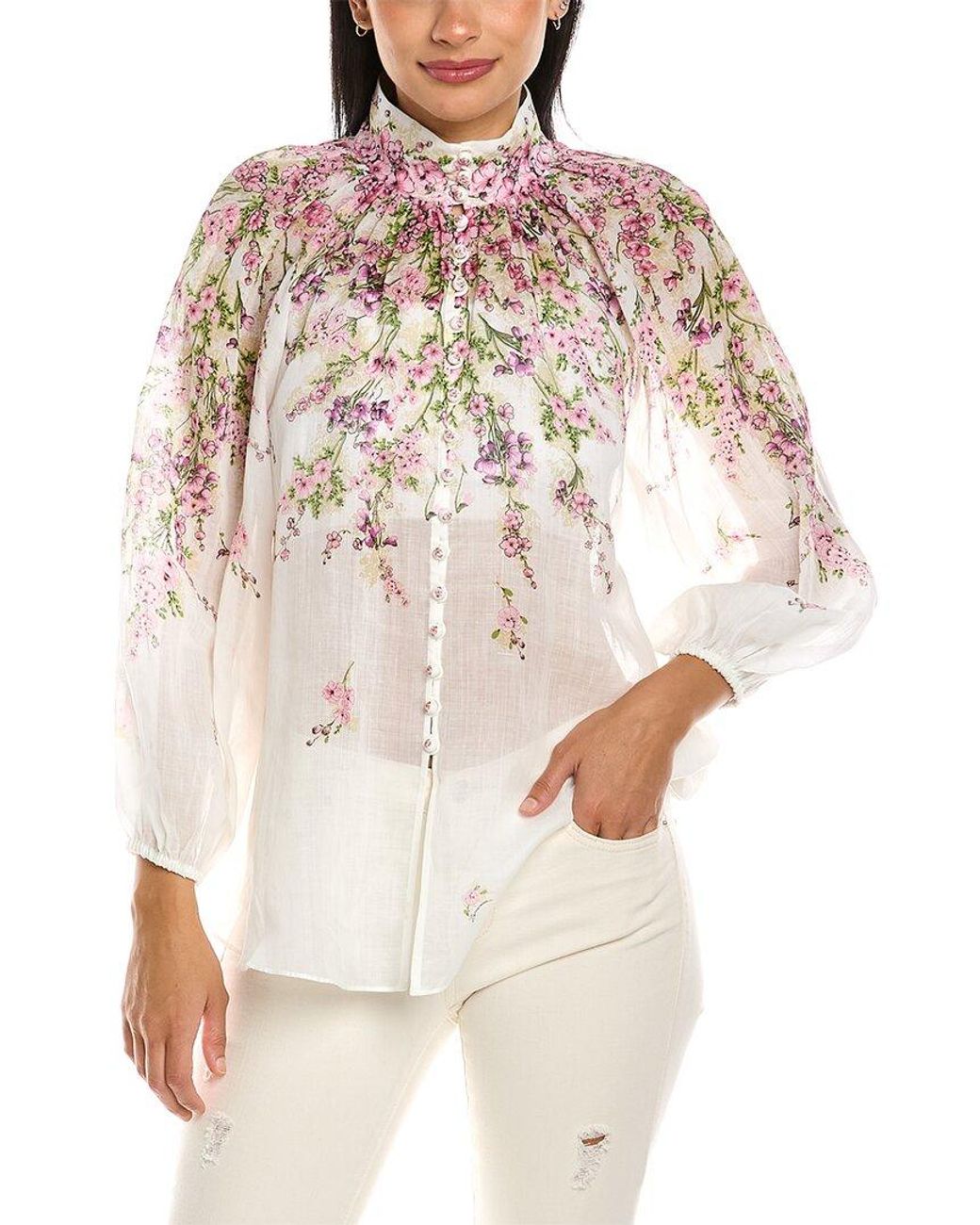 Zimmermann Cotton Jude Buttoned Billow Blouse in White | Lyst UK