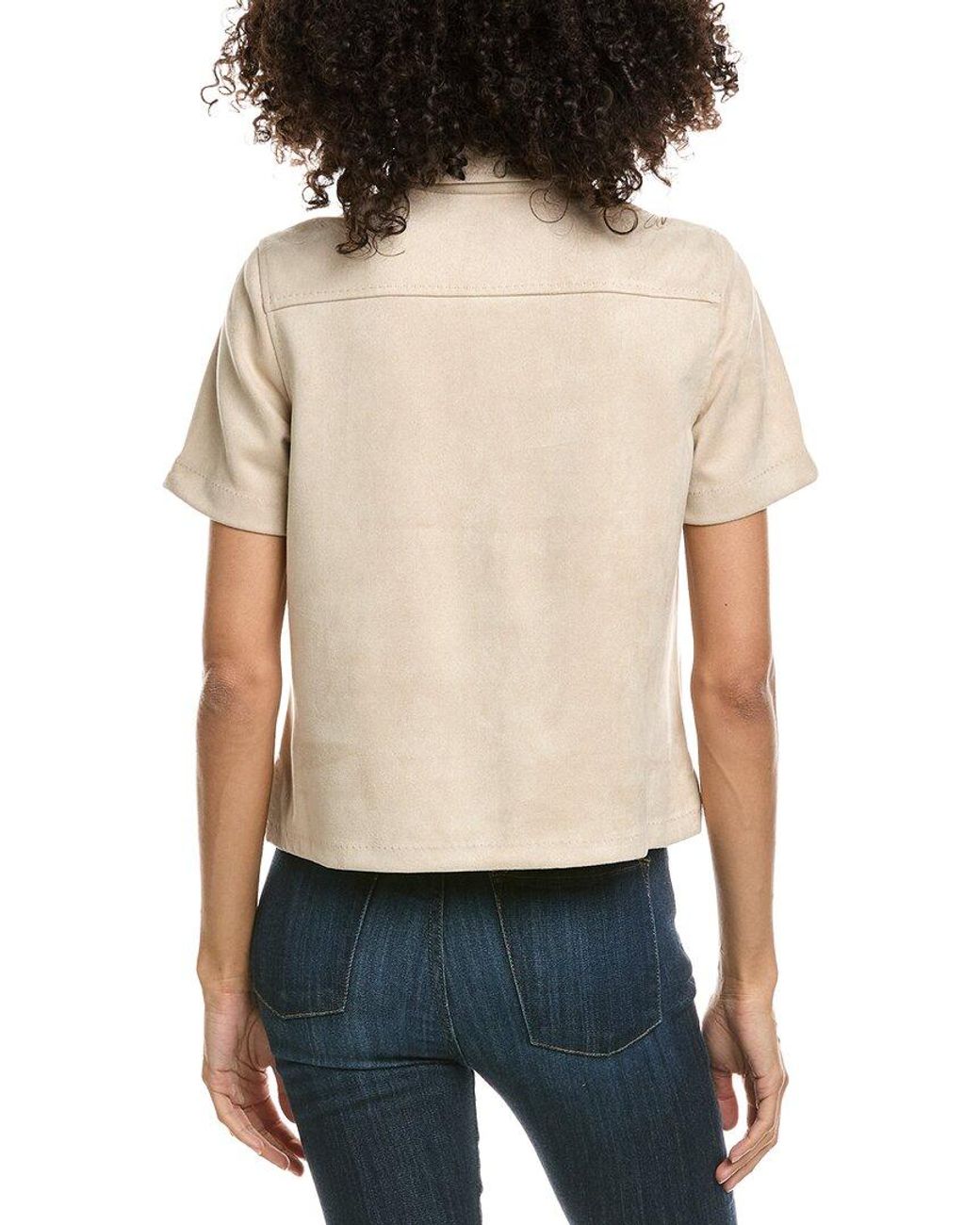 Max Studio Gray Short Sleeve Collared Top
