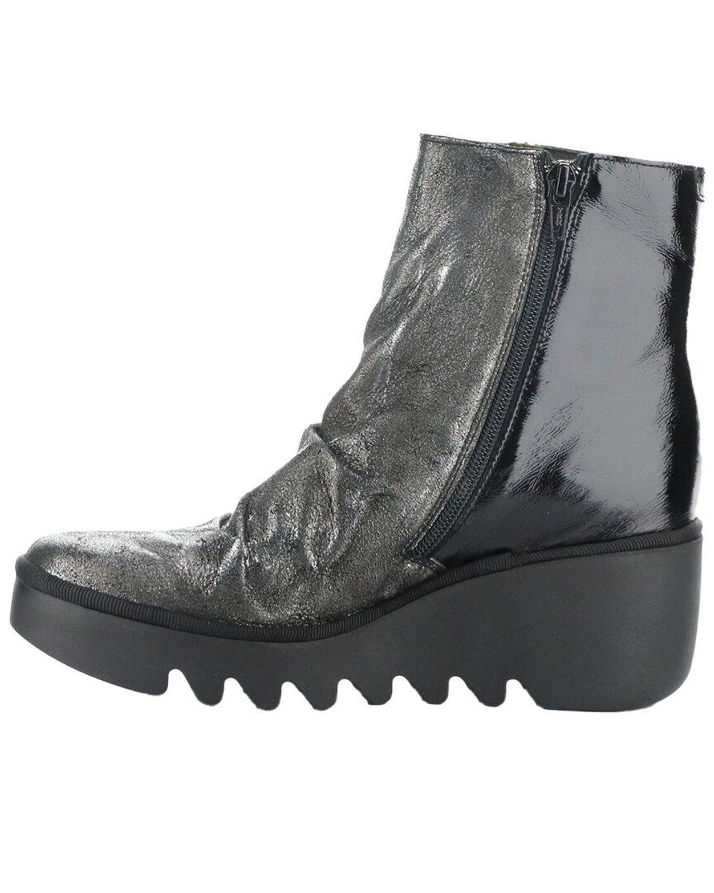 Fly London Black Baan Leather & Patent Boot