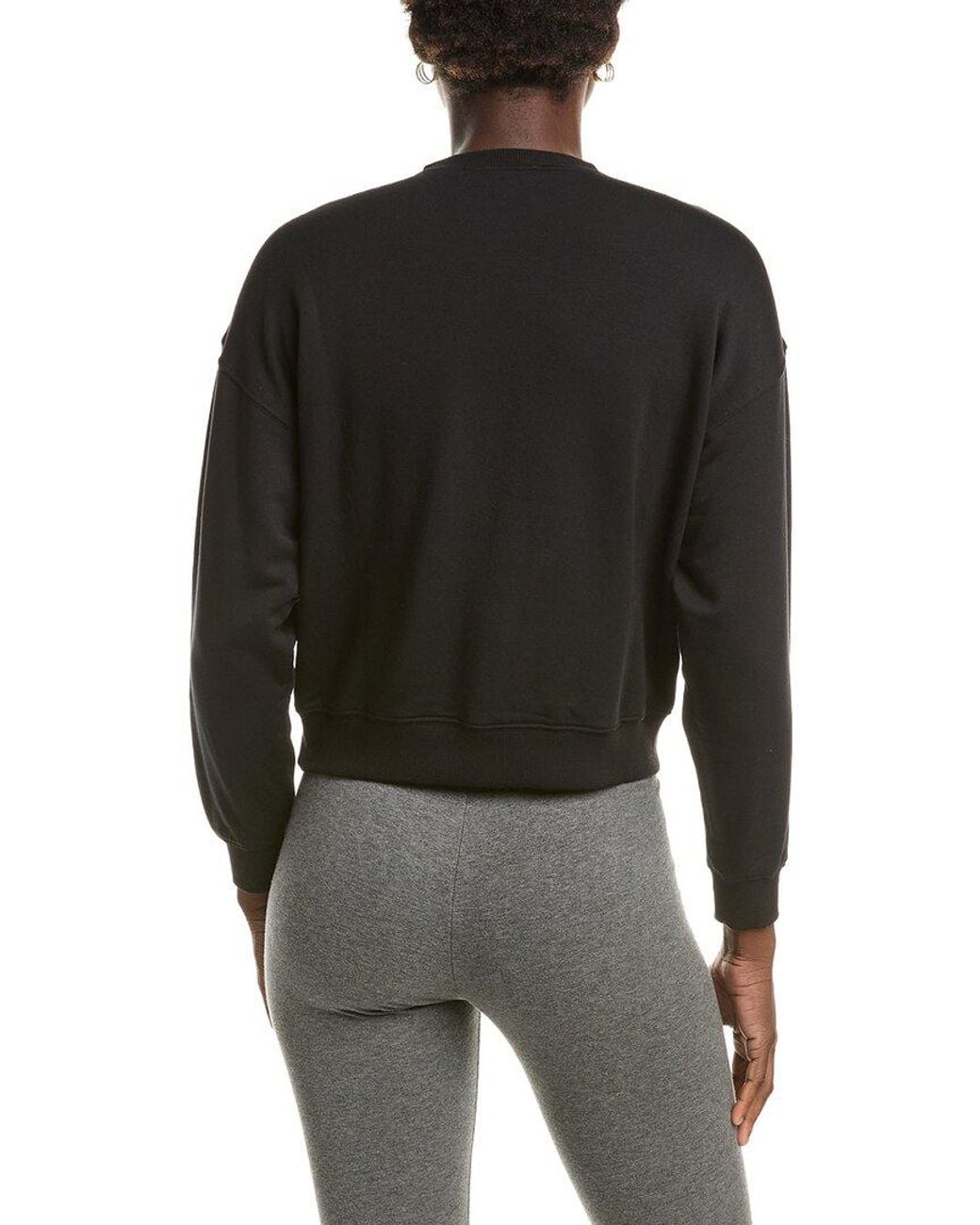 Johnny Was Black Newport Cropped Raglan Crewneck Top