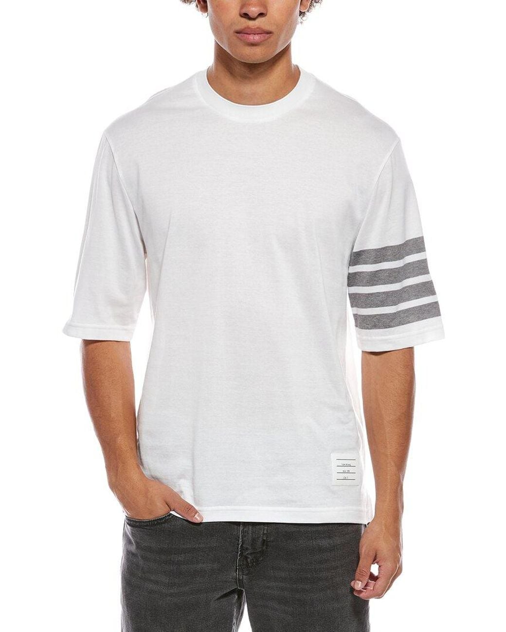 Thom Browne White Logo T-Shirt for men