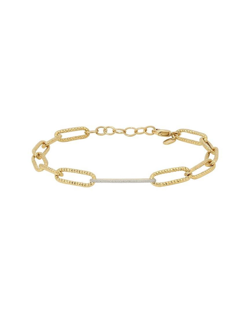 Maitre De Diamant Metallic 18K Hammered Link Diamond Dust Bar Bracelet