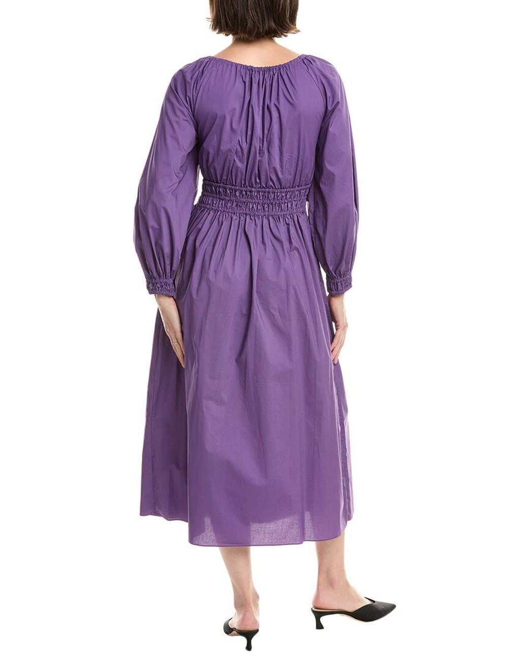 Rebecca Taylor Purple Poplin Smocked Waist Maxi Dress