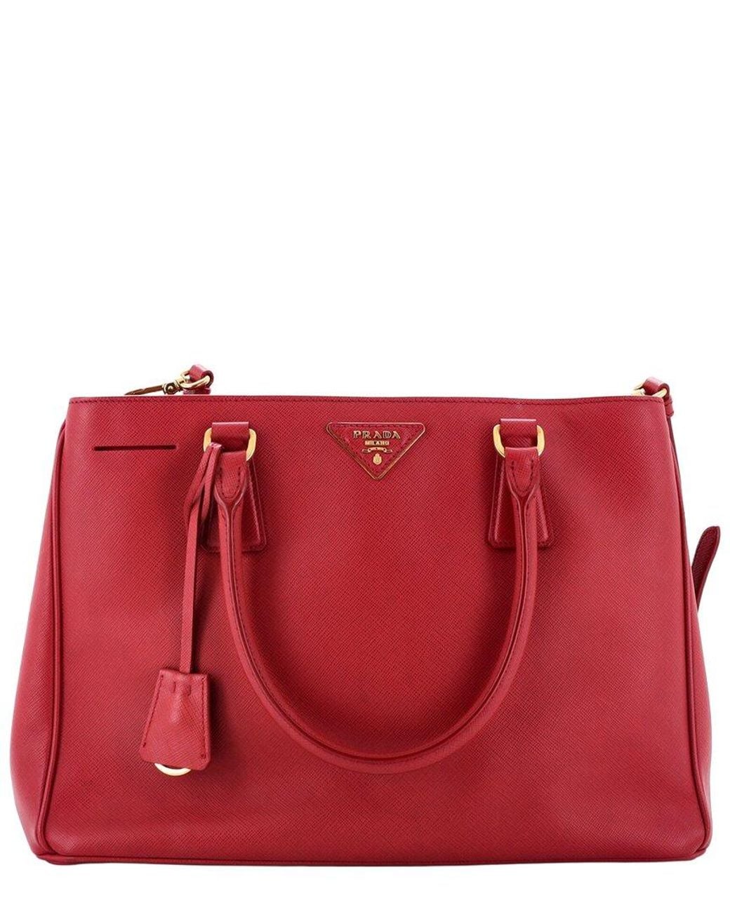 Prada Red Saffiano Leather Gardener's Tote Medium (Authentic Pre-Loved)