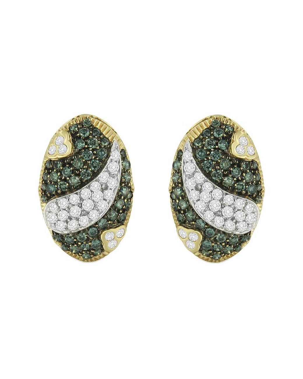 Haus of Brilliance Green 14K 2.16 Ct. Tw. Diamond Huggie Earrings