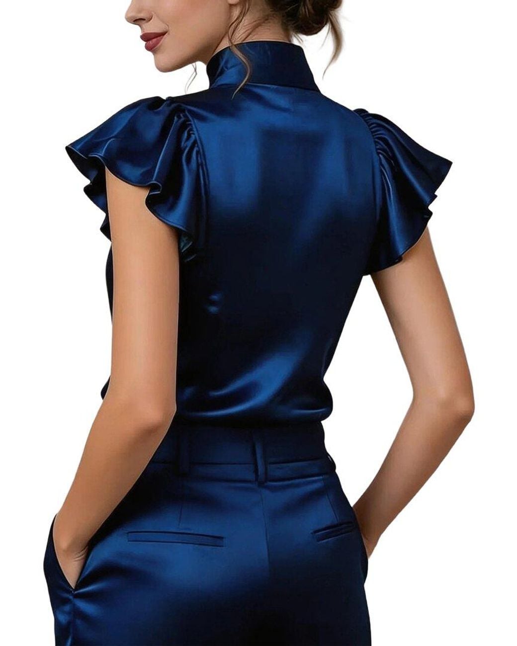 Tedora Blue Short Sleeve Blouse