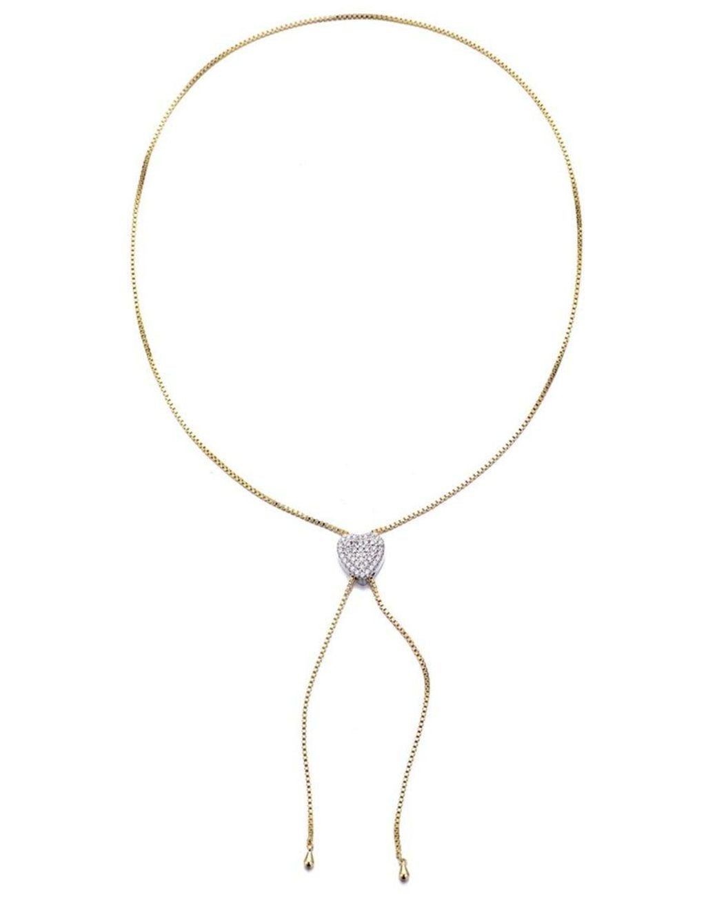 Adornia White 14K Plated Cz Heart Bolo Necklace