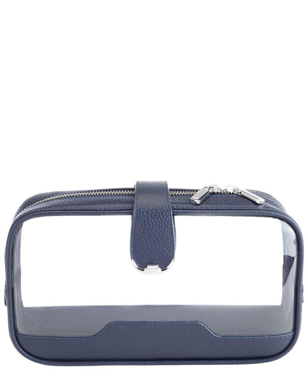 ROYCE New York Blue New York Leather Clear Double-Sided Leather Cosmetic Case
