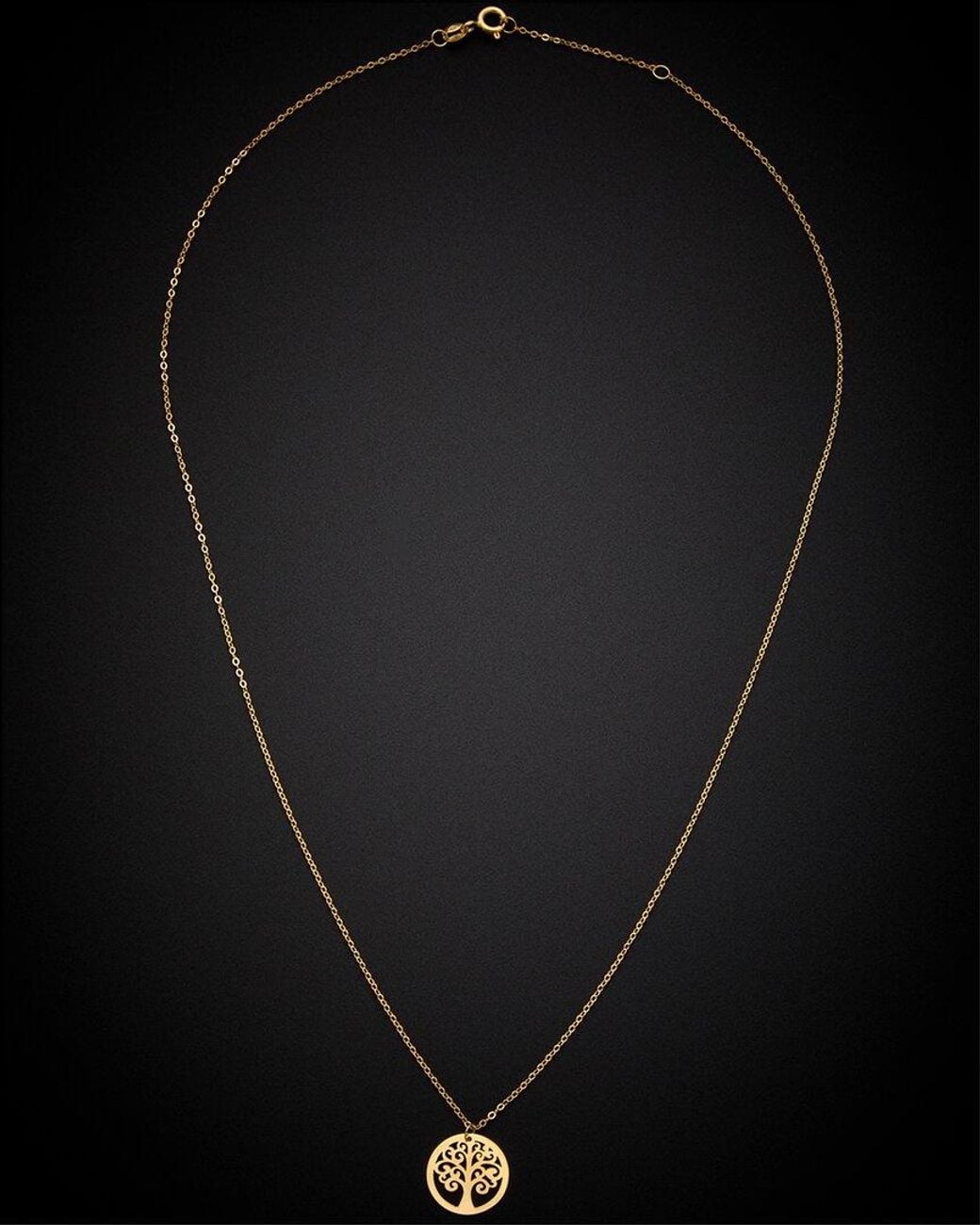Italian Gold Black 14k Tree Of Life Necklace