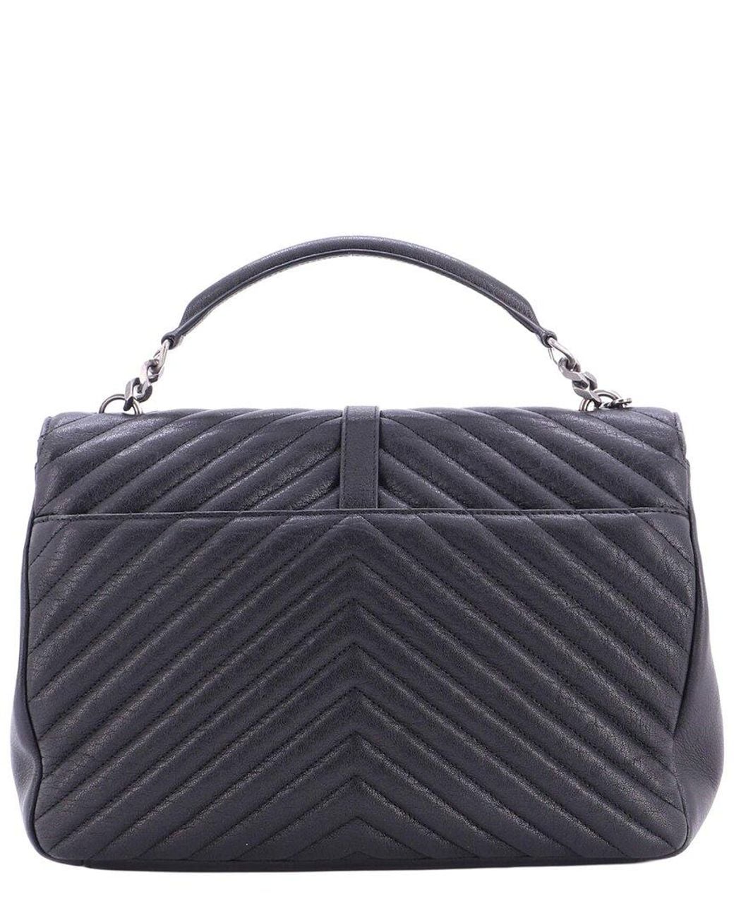 Saint Laurent Blue Classic Monogram College Bag Matelassé Chevron Large (authentic Pre-loved)
