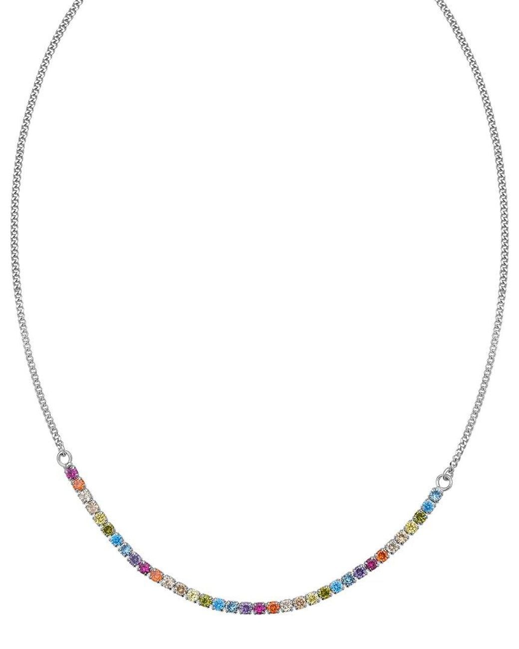 Italian Silver Metallic Italian Cz Tennis Necklace