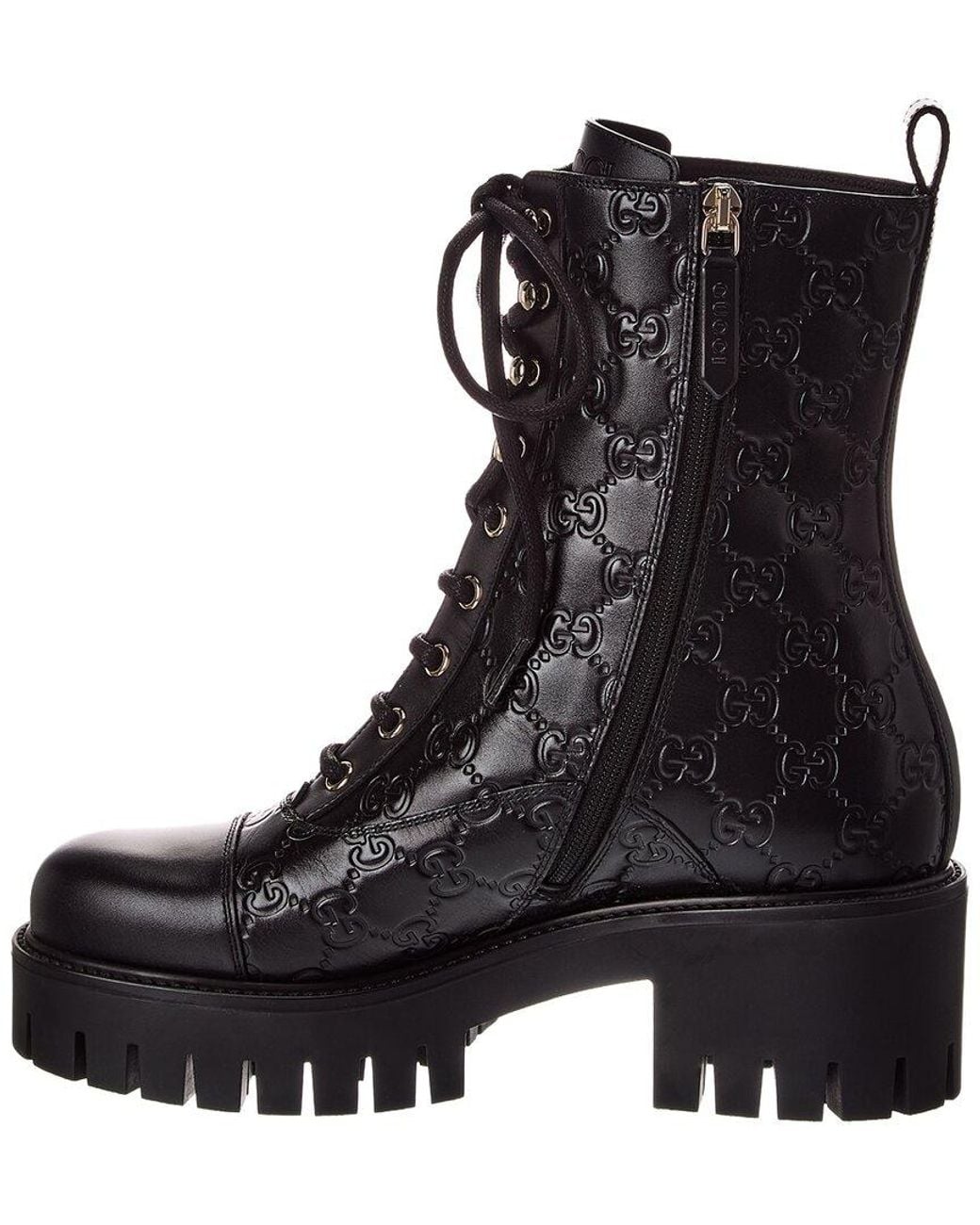 Gucci Black Gg Leather Bootie
