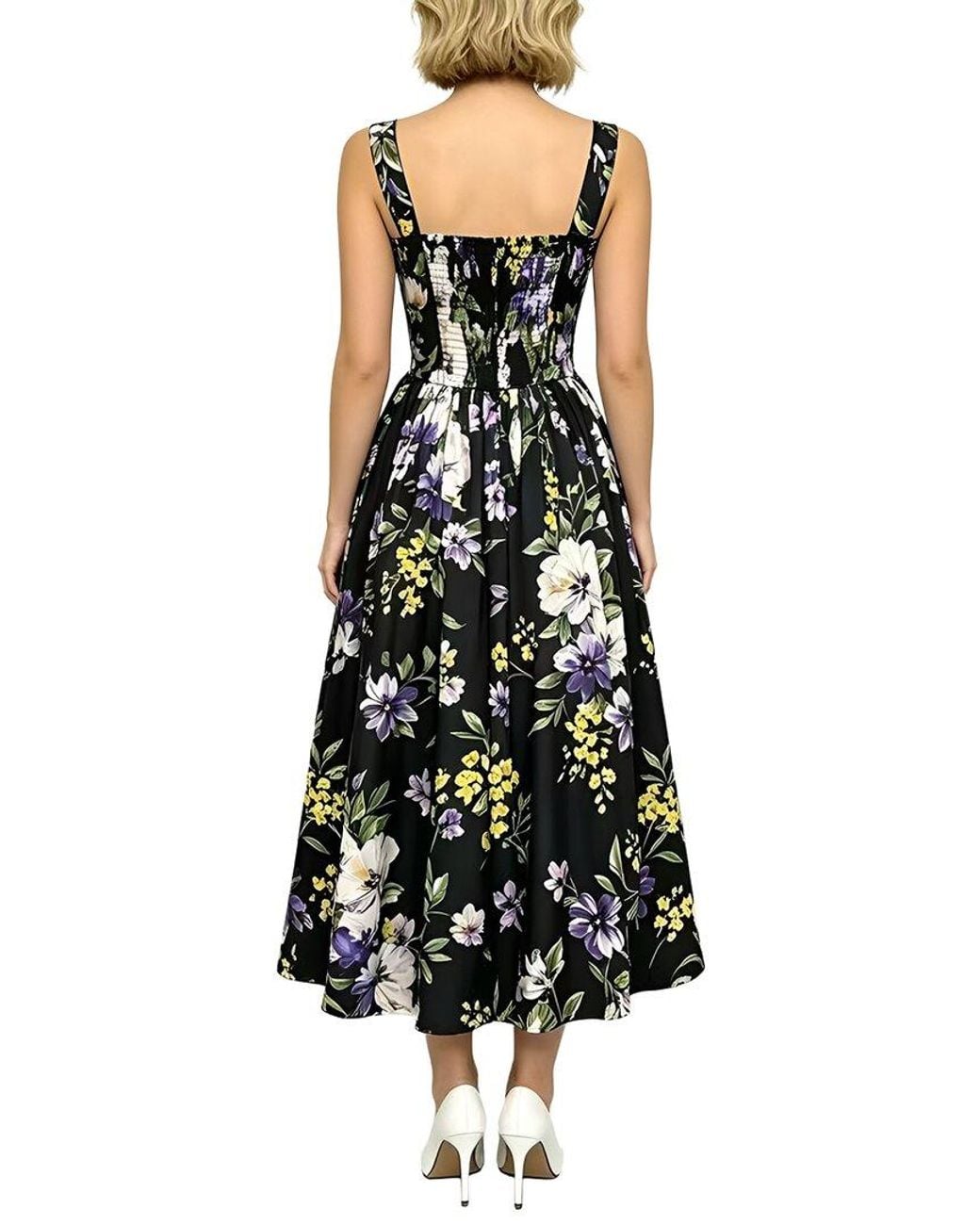 Linda Charm Black Midi Dress
