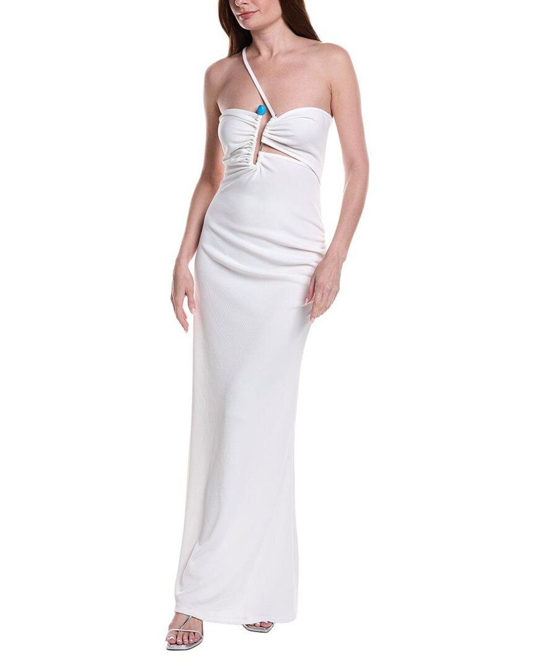 Christopher Esber White Crystal Pin Cutaway Cami Dress