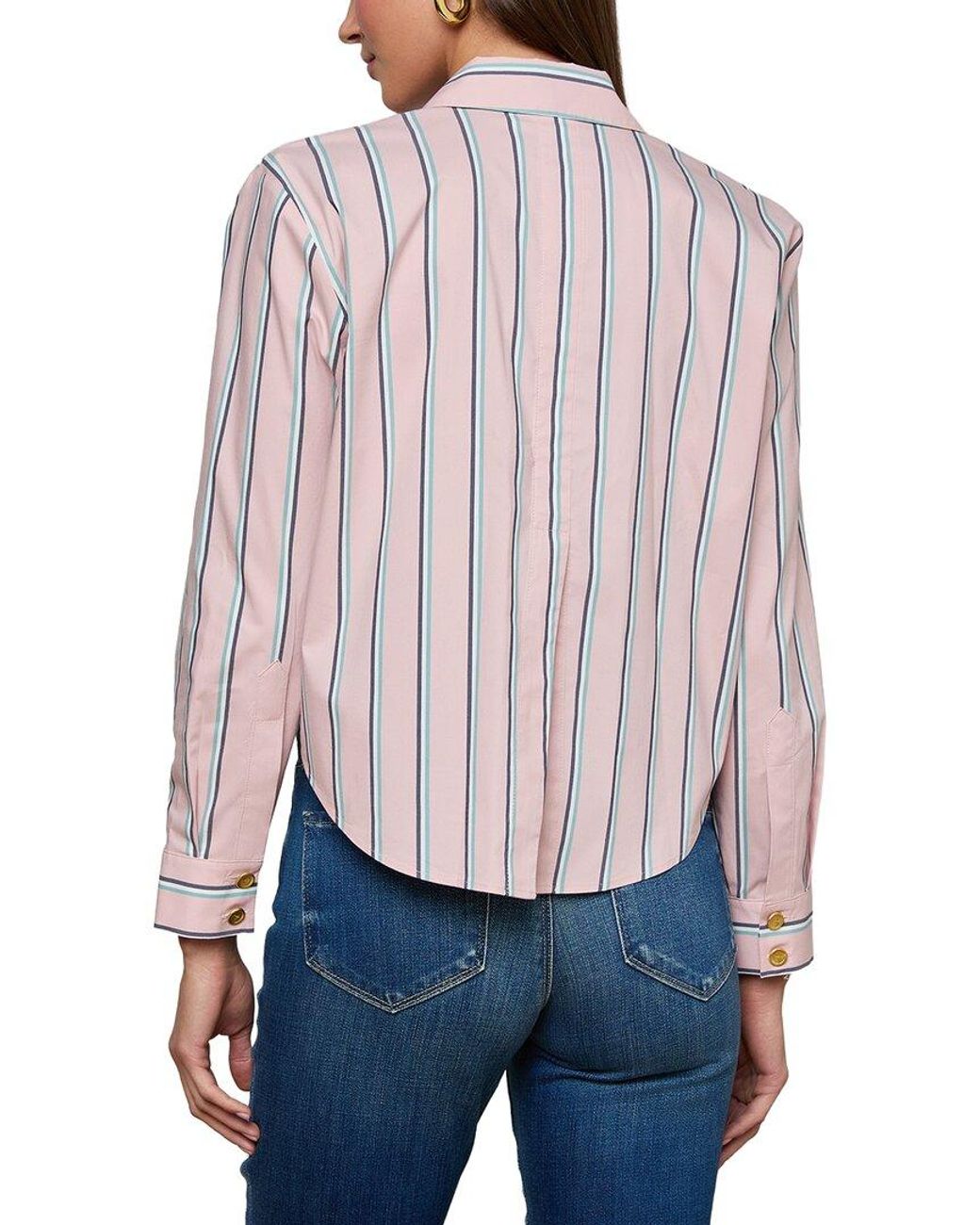 L'Agence Red Cosette Crop Hi Low Shirt