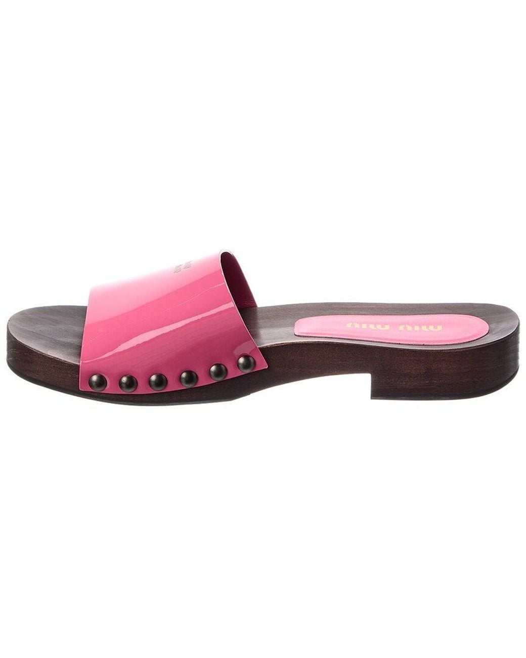 Miu Miu Pink Studded Leather Sandal