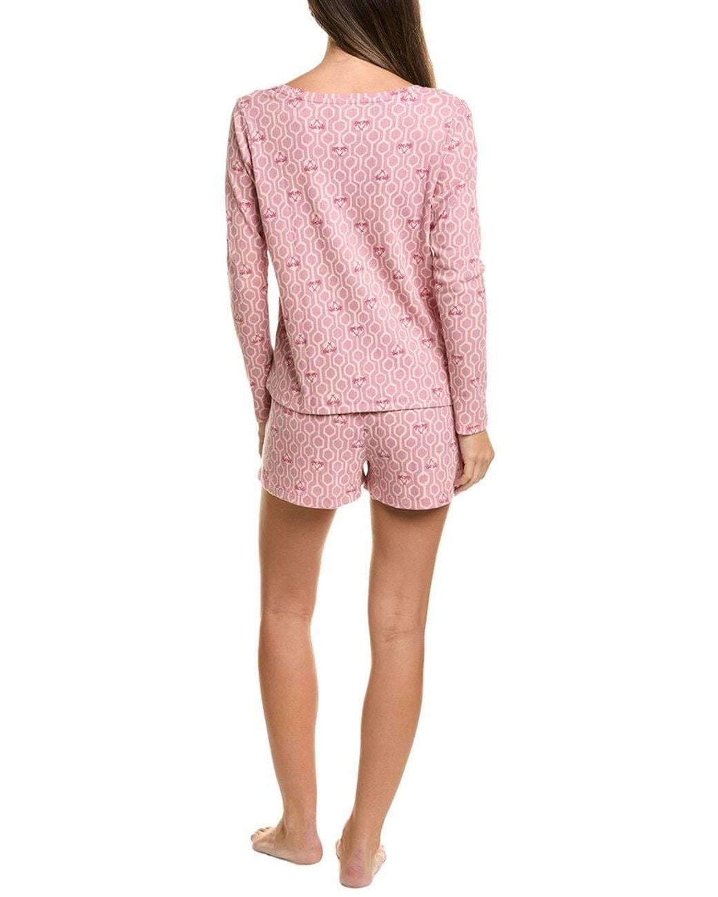 Hue Pink 2Pc Waffle Pajama Set