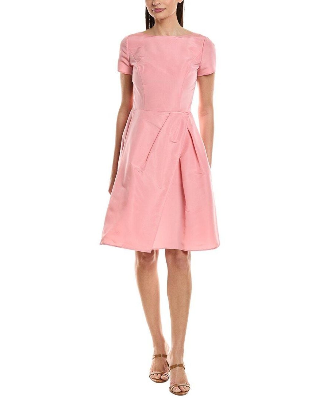 Carolina Herrera Pink Bateau Neck Silk Dress