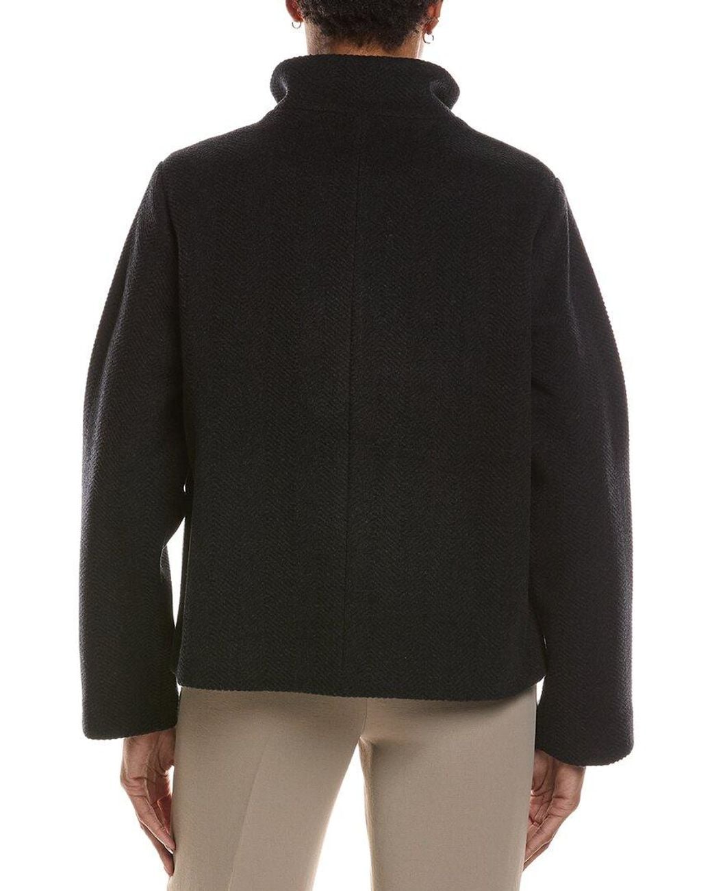 Eileen Fisher Black Wool Short Coat