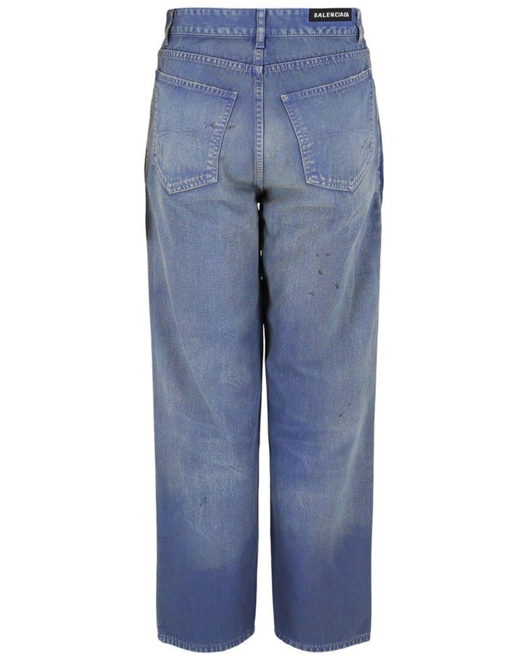 Balenciaga Blue Loose Fit Distressed Jeans