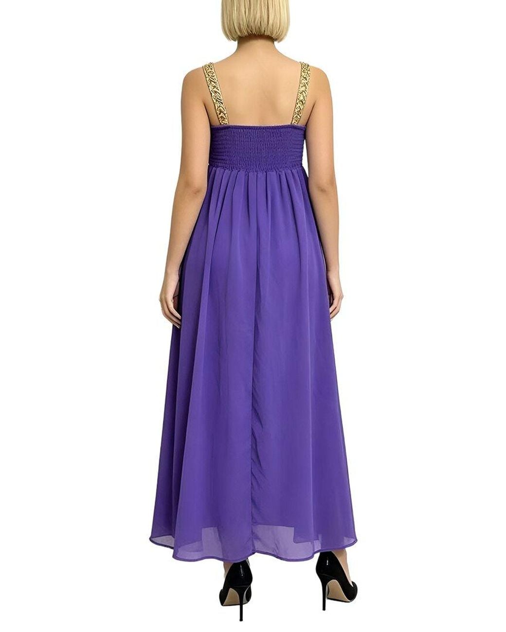Linda Charm Purple Sleeveless Maxi Dress