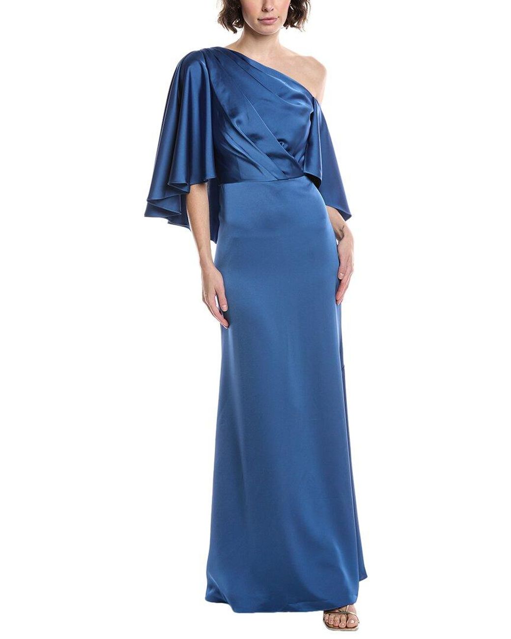 THEIA Blue Kia Cape Gown