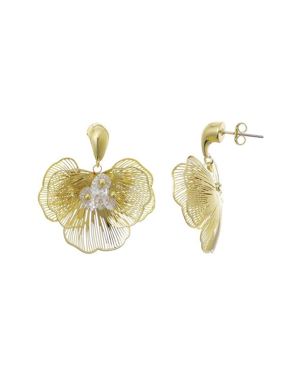 Adornia Metallic 14K Plated Crystal Flower Stud Earrings