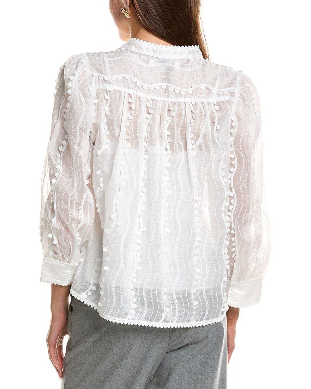 English Factory Gray Heart Trim Blouse
