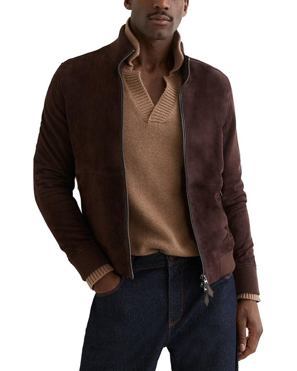 Reiss Brown Brent Suede Jacket for men