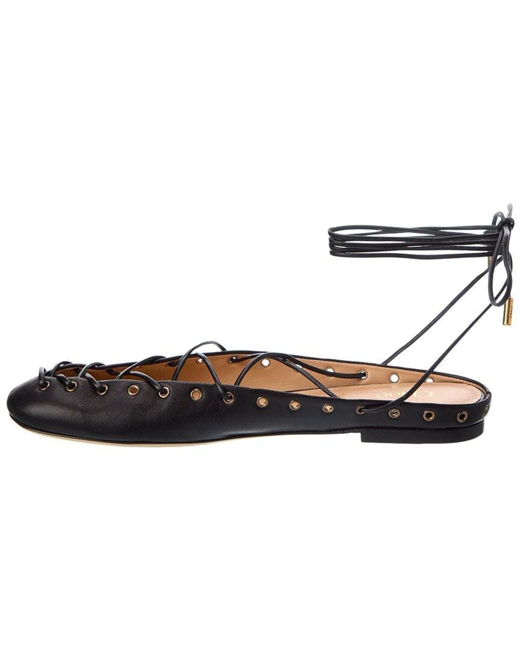 Chloé Black Ghillies Suede Flat