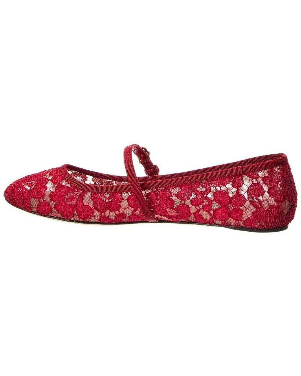 Dolce & Gabbana Red Lace Ballet Flat