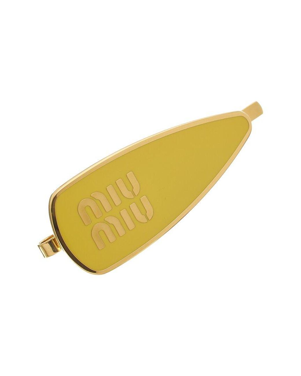 Miu Miu Yellow Logo Enamel Hair Clip