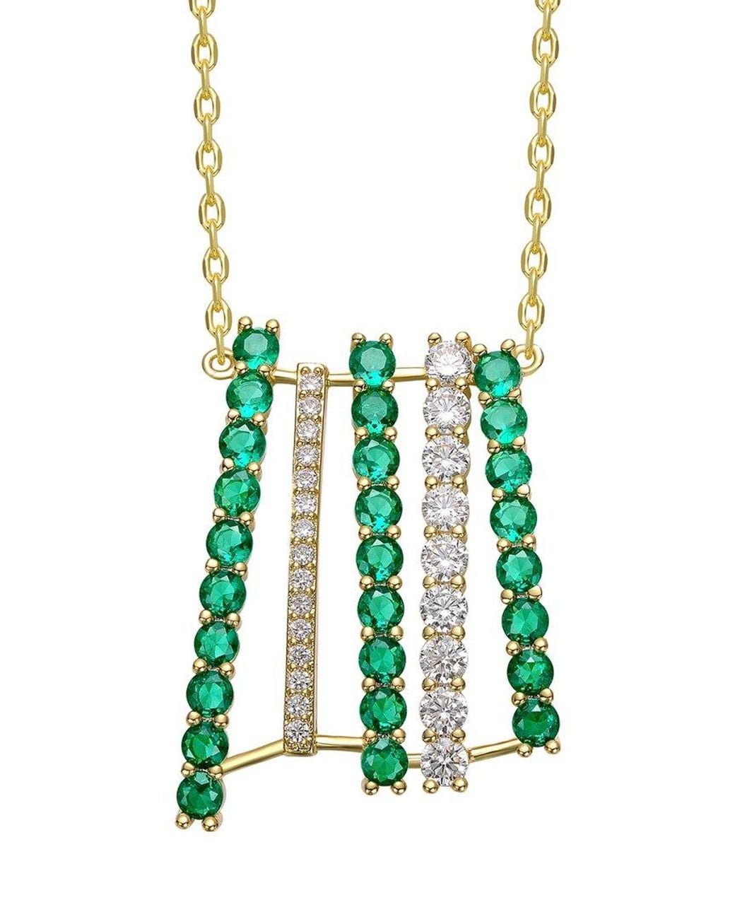 Rachel Glauber White 14K Plated Cz Bar Necklace