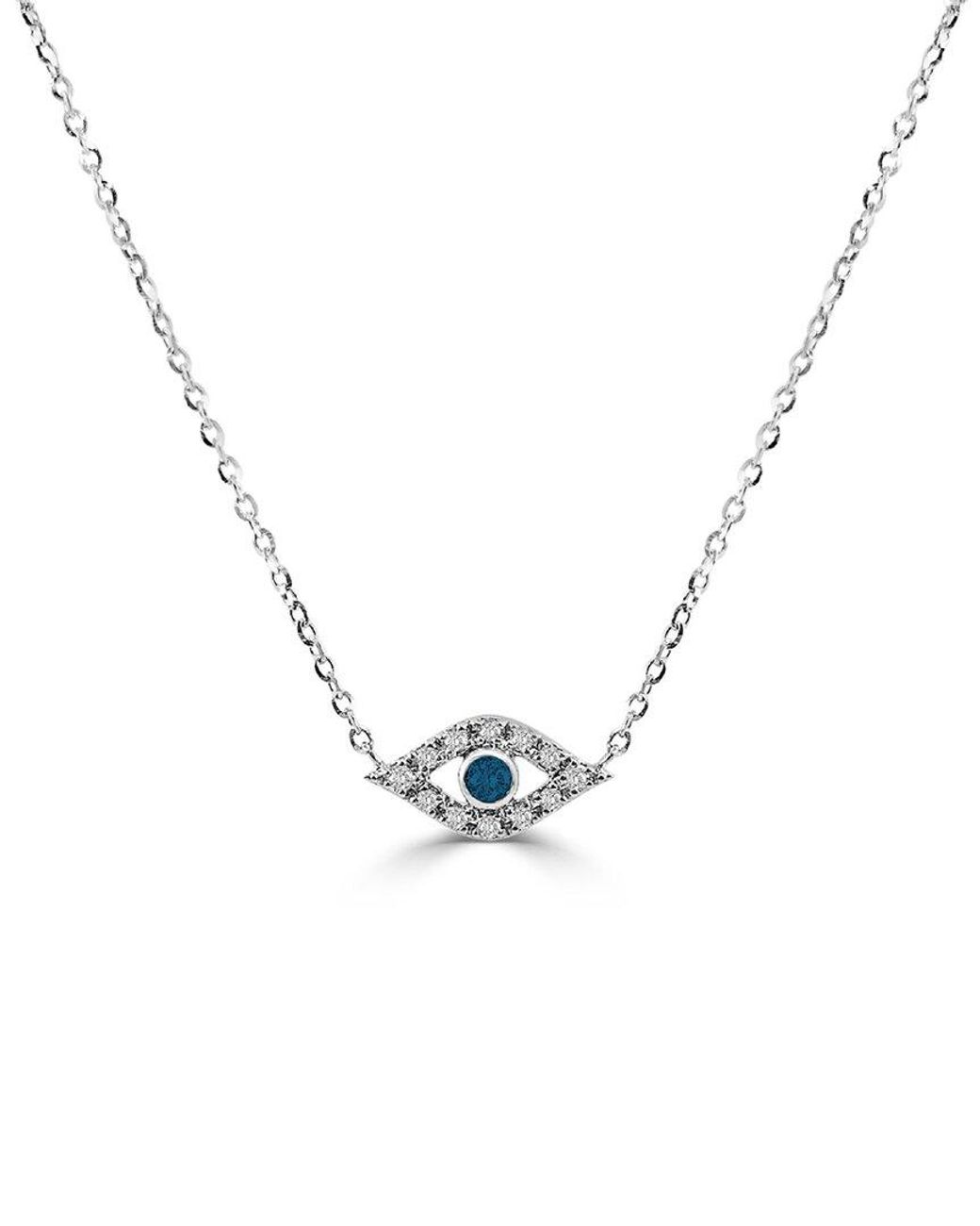 Sabrina Designs Metallic 14k 0.11 Ct. Tw. Diamond & Sapphire Evil Eye Necklace