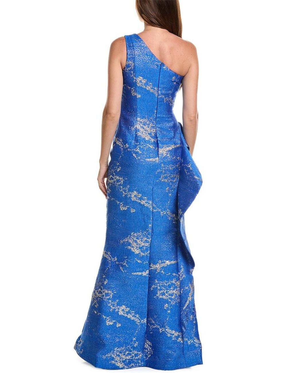 Teri Jon Blue Printed Maxi Dress